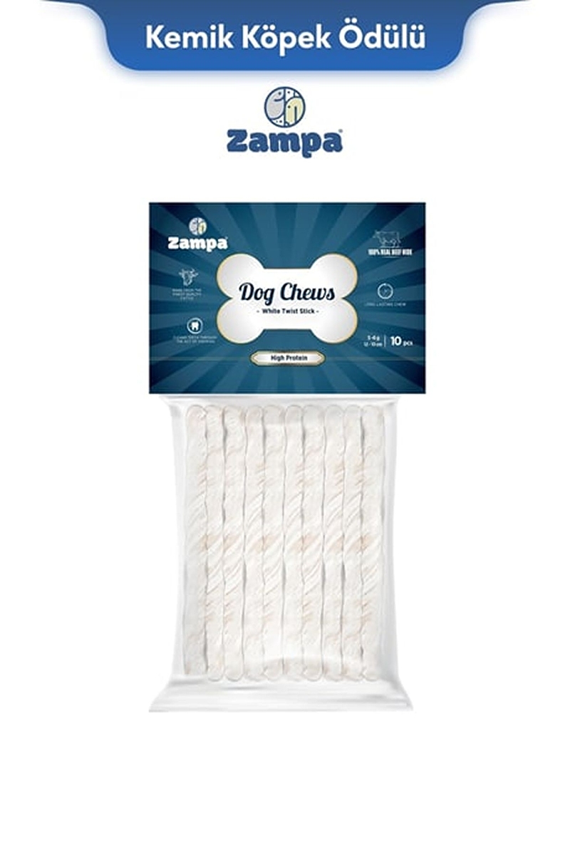 Zampa Beyaz Burgu Çubuk (Sticks) Kemik Köpek Ödülü 10 lu 5g