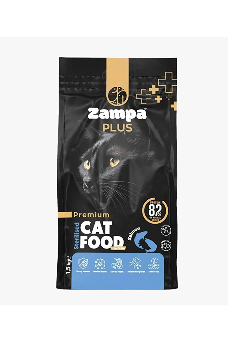 ZAMPA PLUS Kısırlaştırılmış Kediler için Somon Etli Premium Kuru Mama 1,5KG