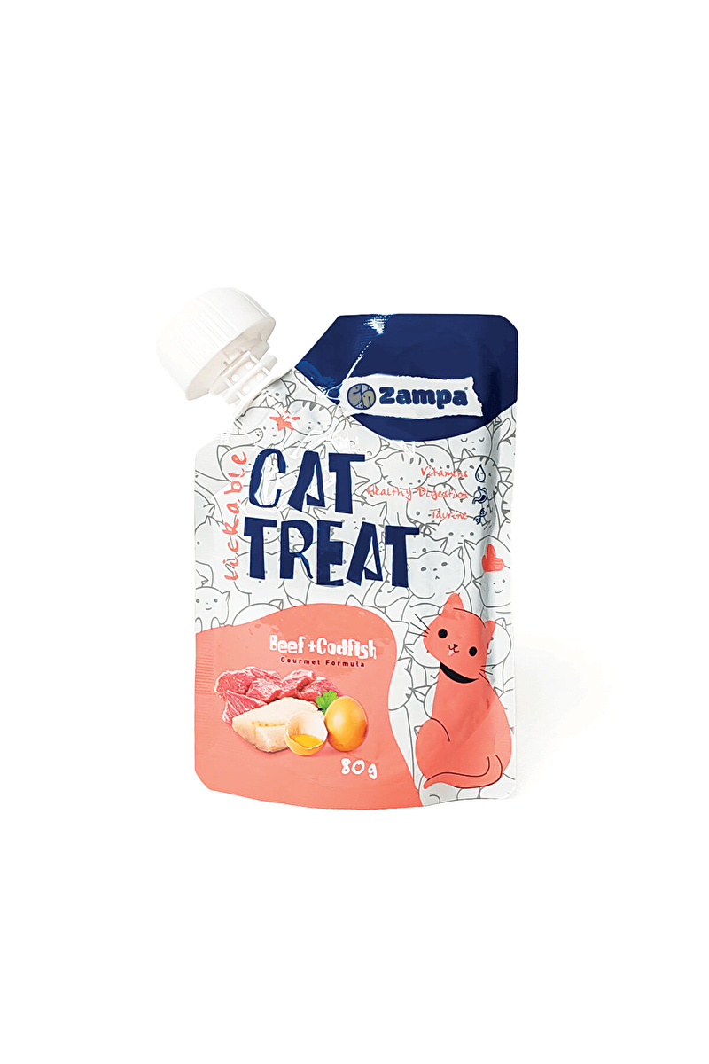 Zampa Puding Kedi Ödülü - Dana Etli & Morina Balıklı - 80g