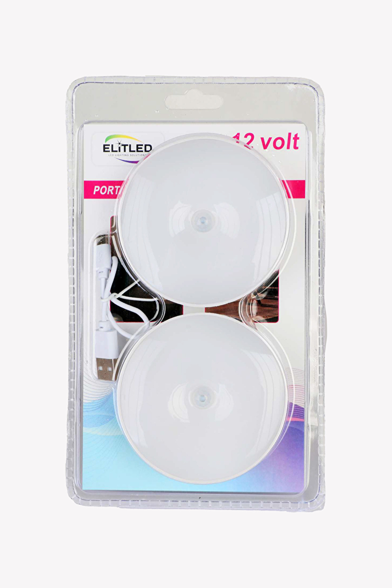 Elitled 2' li Sensörlü Usb Şarjlı Spot Led Sarı Renk 2'li