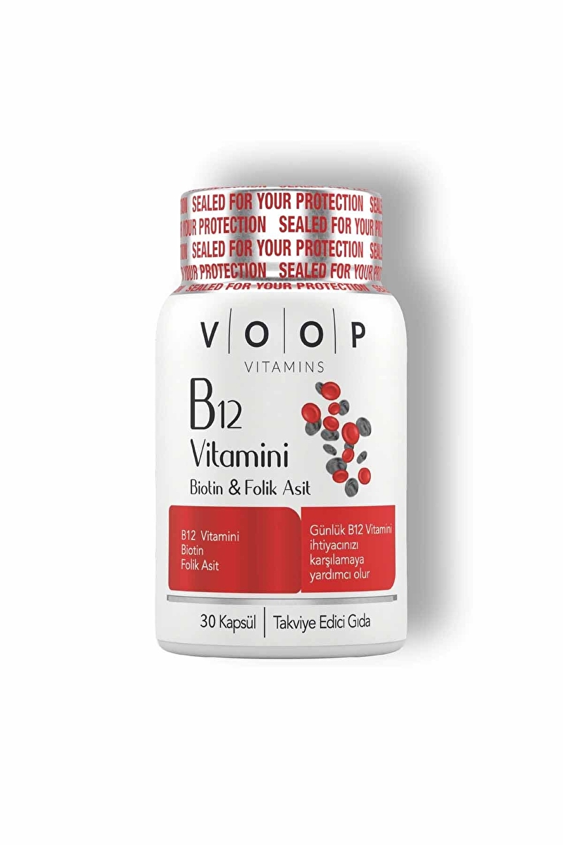 VOOP Vitamin B12, Biotin ve Folik Asit İçeren Kapsül Takviye Edici Gıda 6O Kapsül