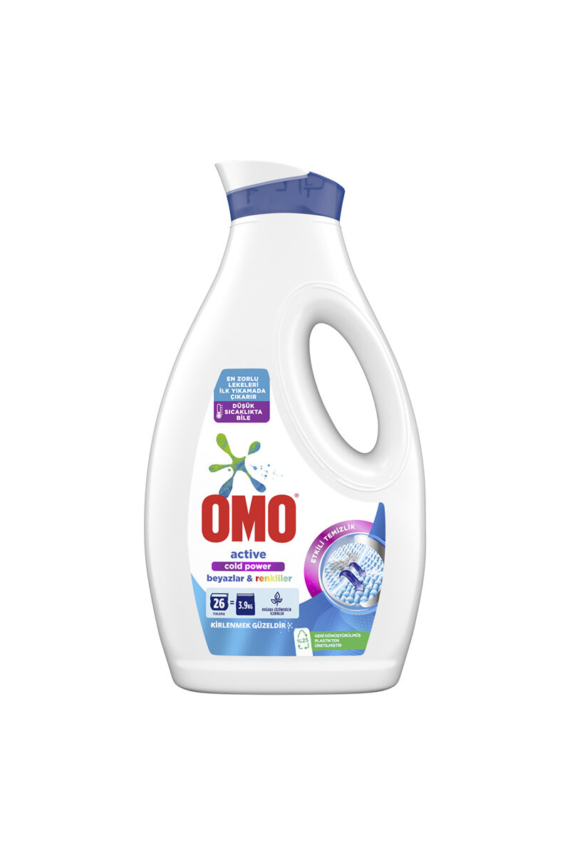 Omo Sıvı Çamaşır Deterjanı Active Beyazlar ve Renkliler 26 Yıkama 1690 ml