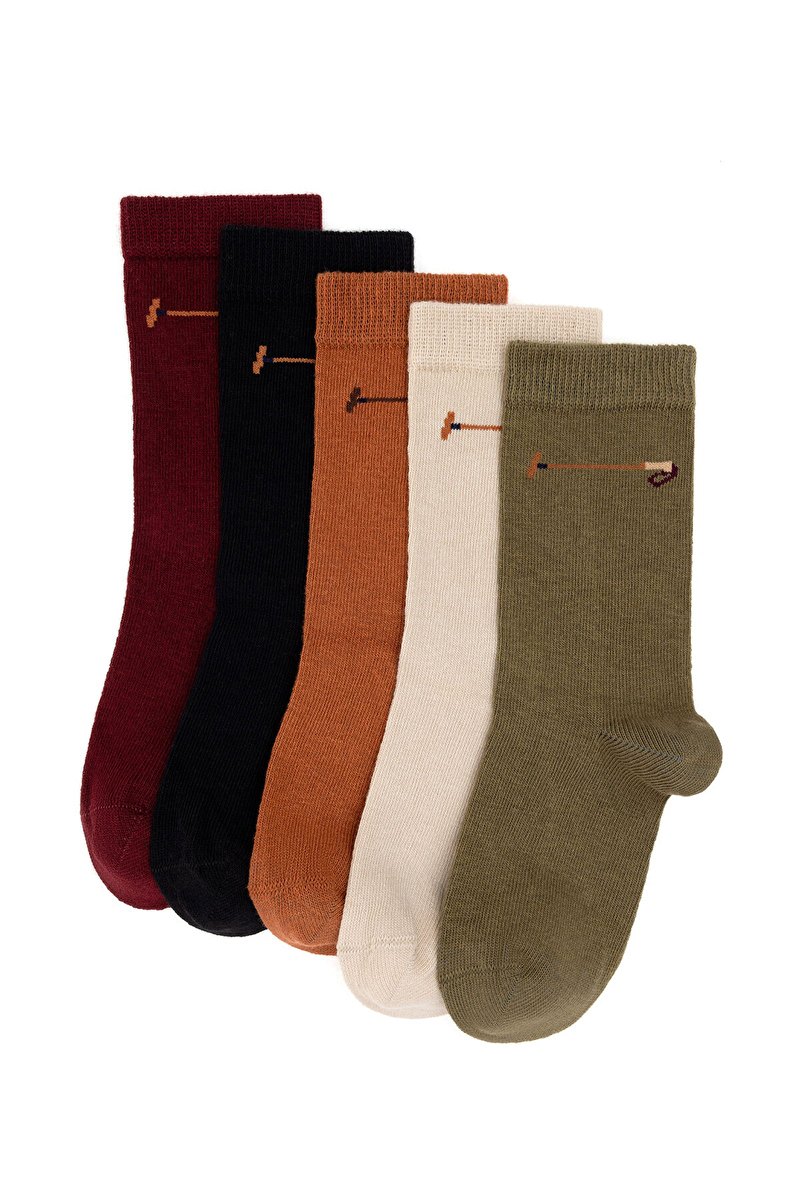U.S.Polo Assn. Erkek Çocuk 5'li Çorap SPACE-5SK24.KRMZ