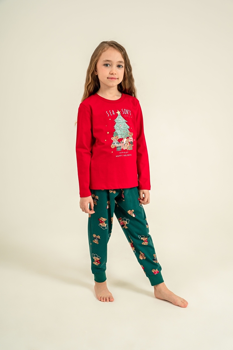 Roly Poly Kız Çocuk Pijama Takımı RP3918-G.KRMZ