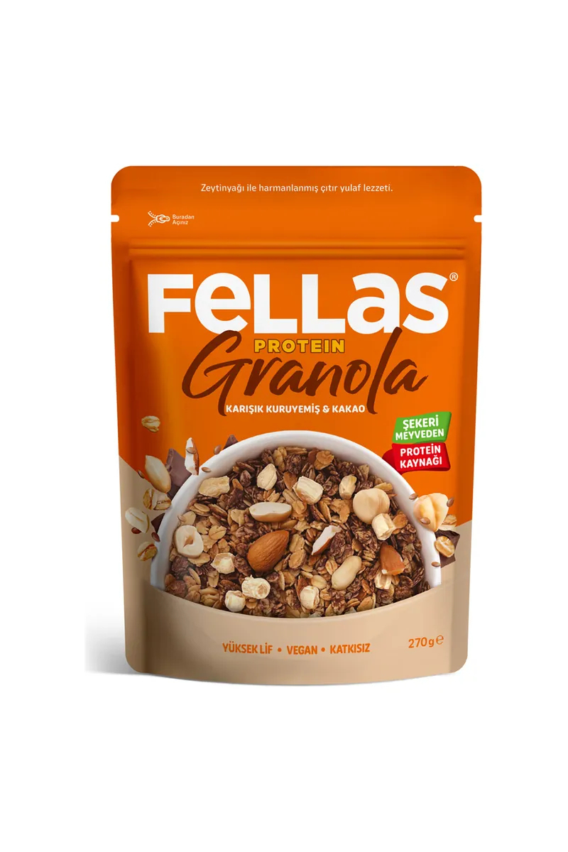 Fellas Vegan Protein Granola Karışık Kuruyemiş & Kakao 270 g