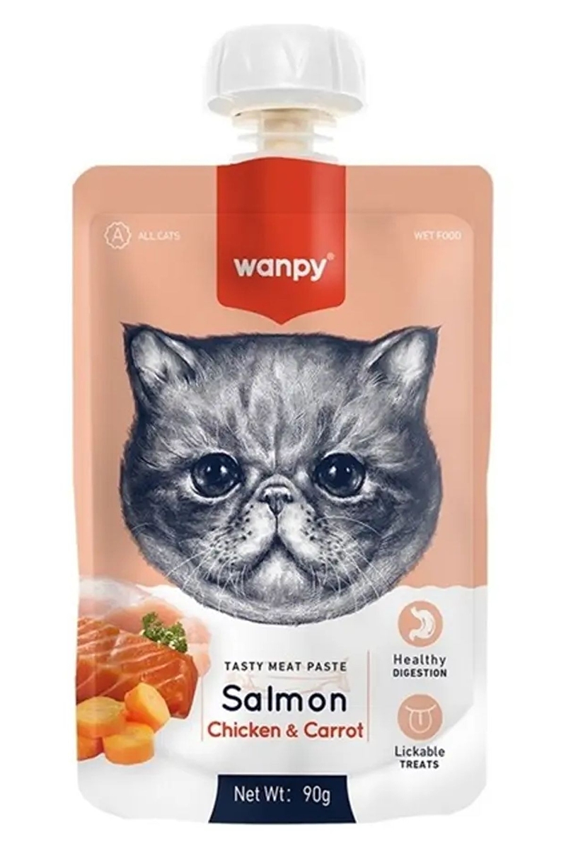 Wanpy Taze Somonlu&Tavuklu 10'lu Kedi Et Ezmesi 90 gr