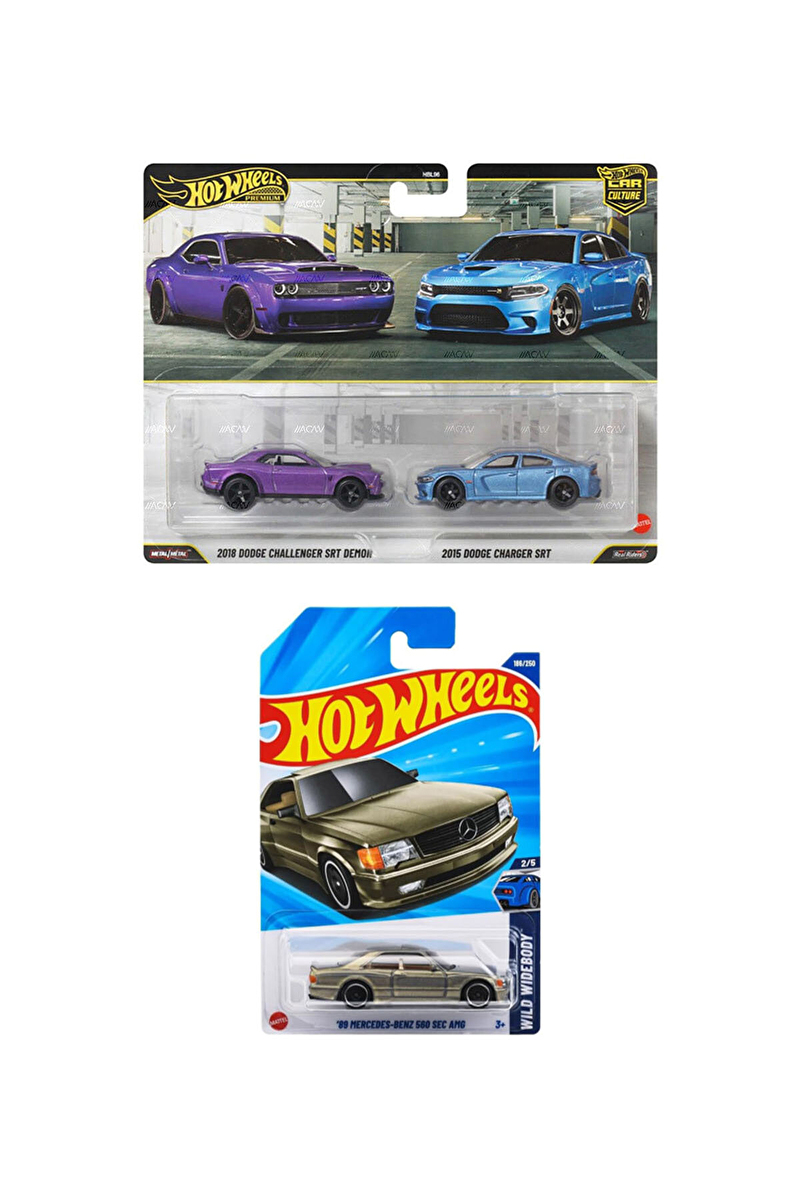 Hot Wheels Premium Car Culture HBL96 2'li Set+Uzun Kart Mercedes-Benz 560 Sec Amg