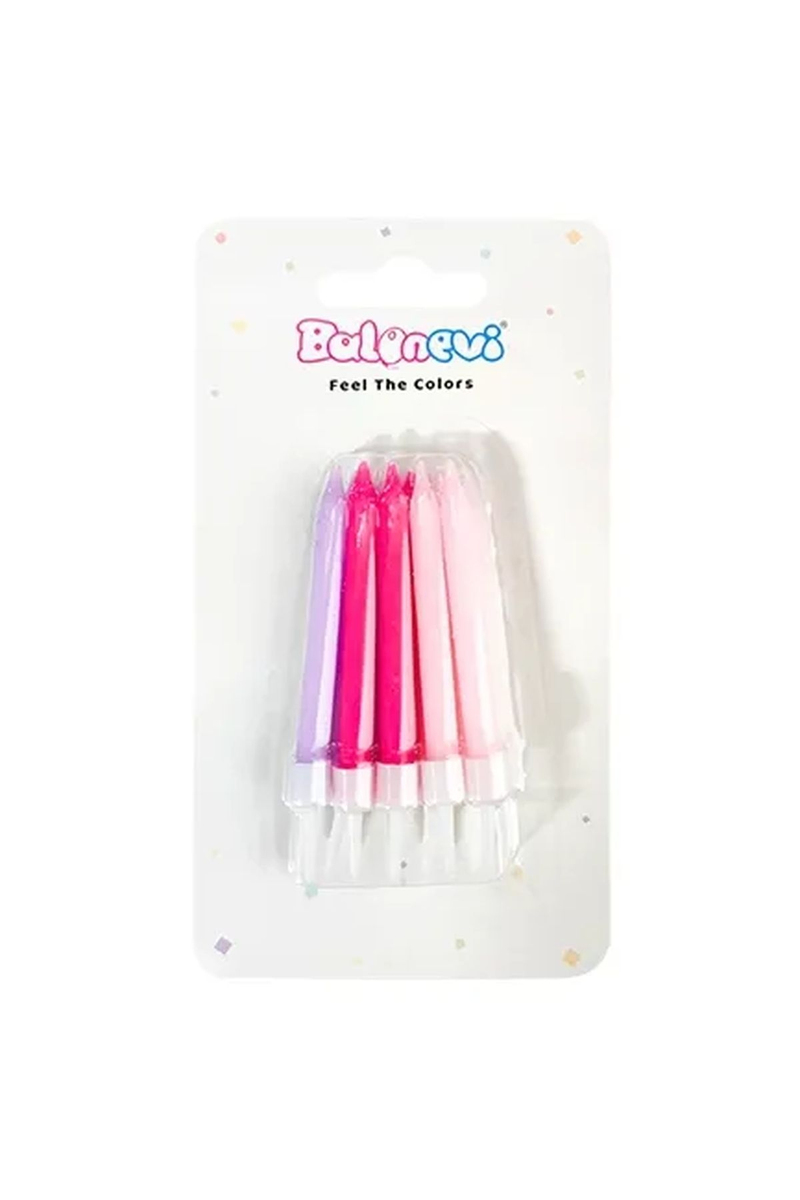 Pembe Düşler Karışık Pasta Mumu 10'lu