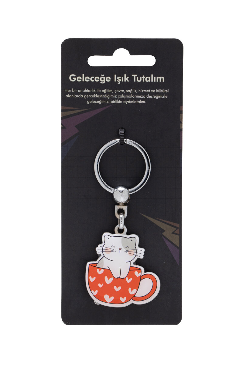 Anahtarlık Damla Fincan İçinde Kedi