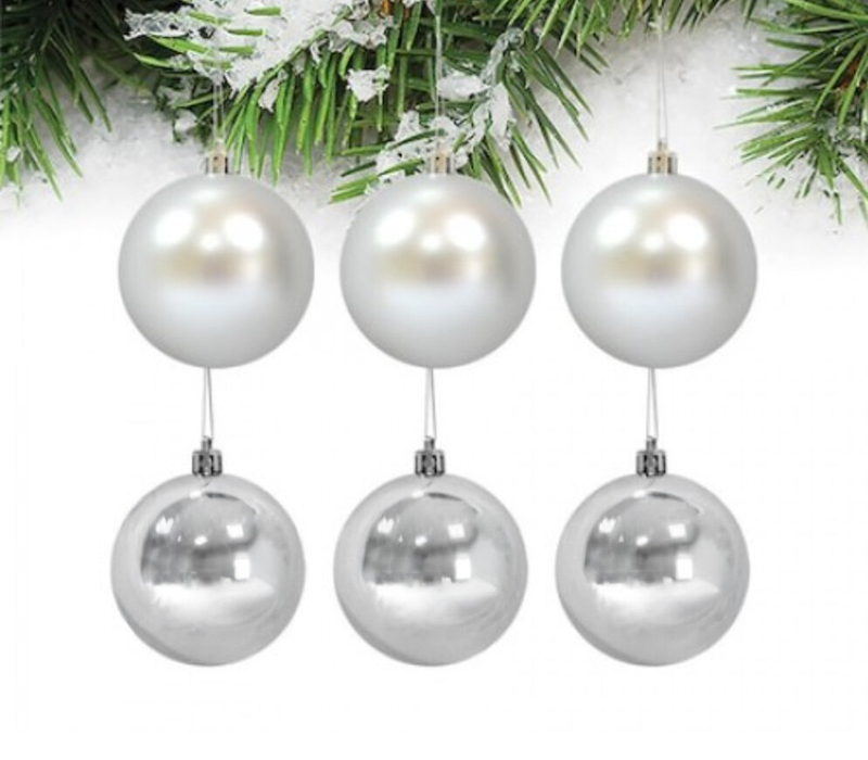 Mistique Home Yılbaşı Ağaç Süsü Gümüş 6cm 12'li (6 Parlak 6 Mat)