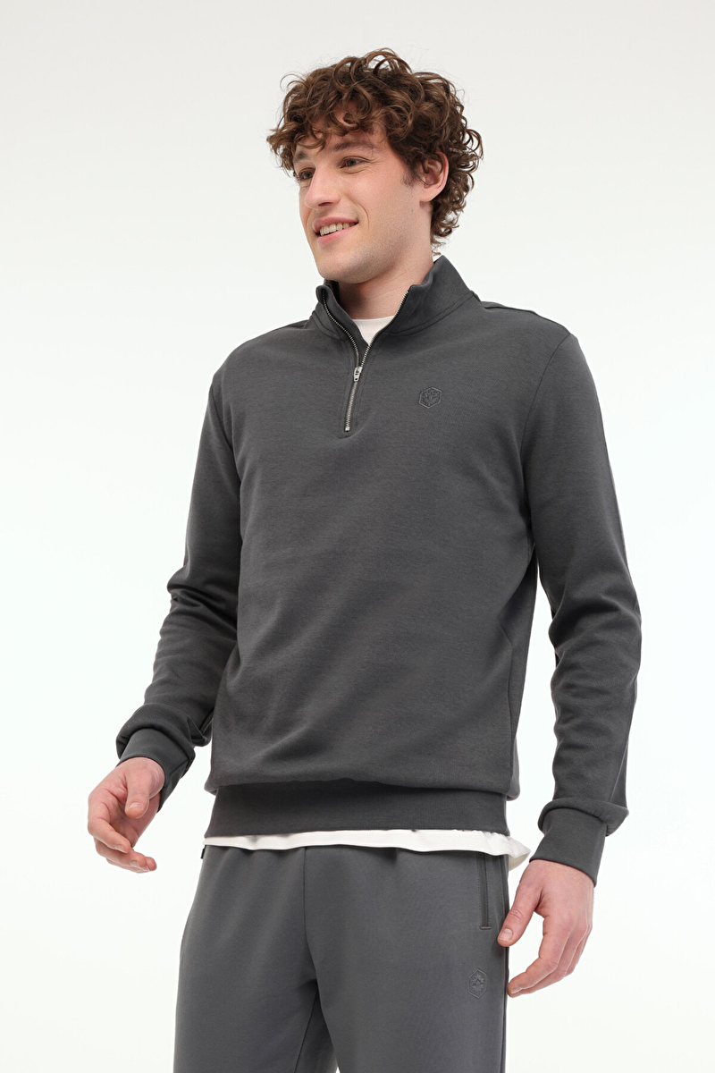 Lumberjack Erkek Sweatshirt BS47 HZIP SW ANTRASIT