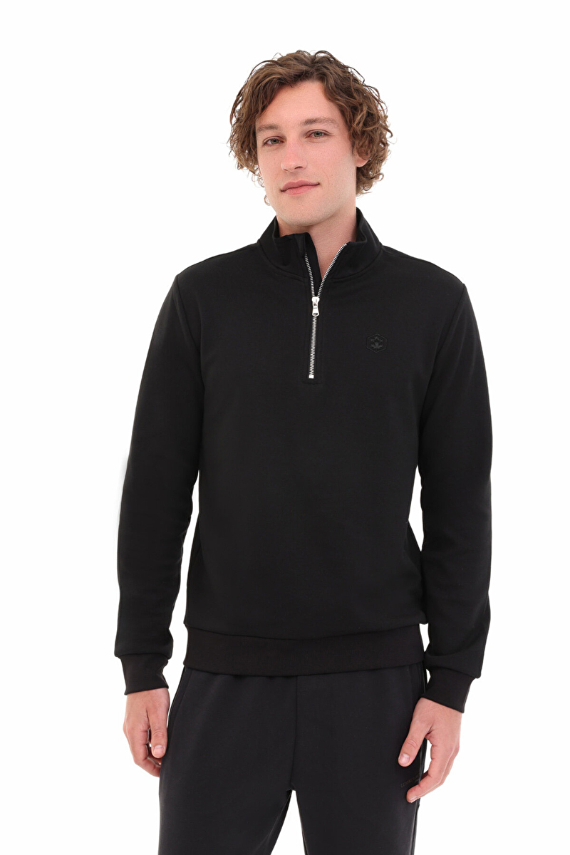 Lumberjack Erkek Sweatshirt BS47 HZIP SW SIYAH