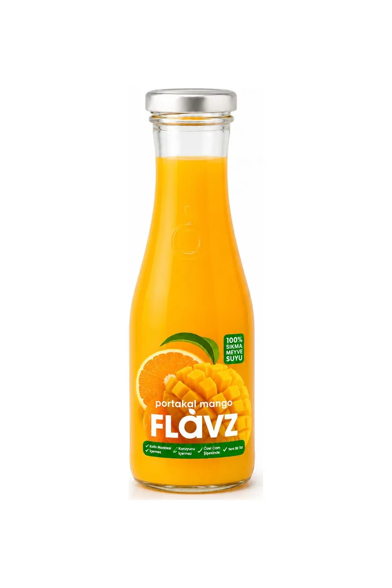 Flavz %100 Sıkma Portakal Mango Suyu 250ml Cam