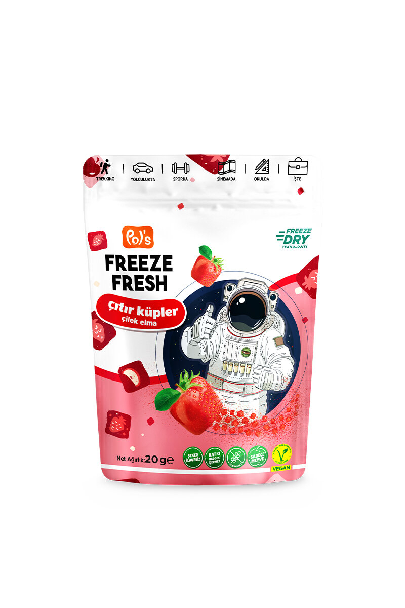 Pol's Freeze Fresh Çıtır Küpler Çilek Elma 20 g
