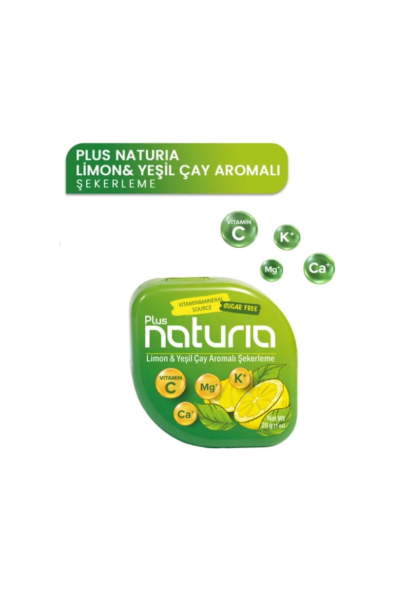 Naturia Limon ve Yeşil Çay Aromalı Şeker 28 g
