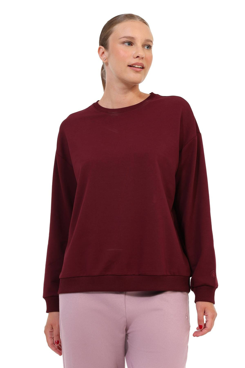 Lumberjack Kadın Sweatshirt BASIC SN79 BORDO