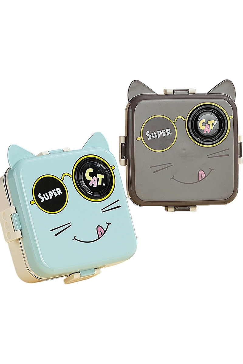 Dream Vest Tek Katlı Kare Kedi Çelik Beslenme Kutusu 1120 ML+70ML