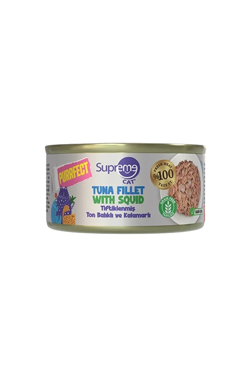 SPRME W CAT PREMİUM KONSERVE - TİFTİKLENMİŞ TON VE KALAMAR 70 GR