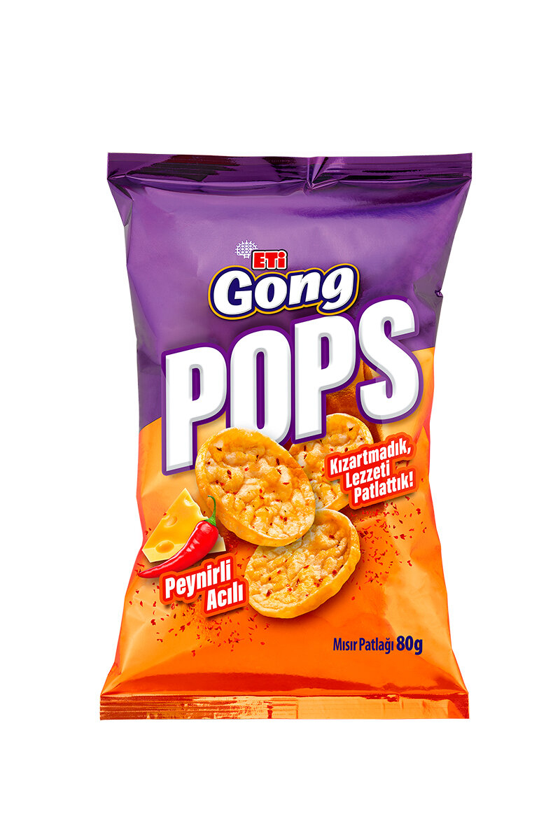 Eti Gong Pops Acı Biber Ve Peynir Çeşnili Mısır Patlağı 80 G
