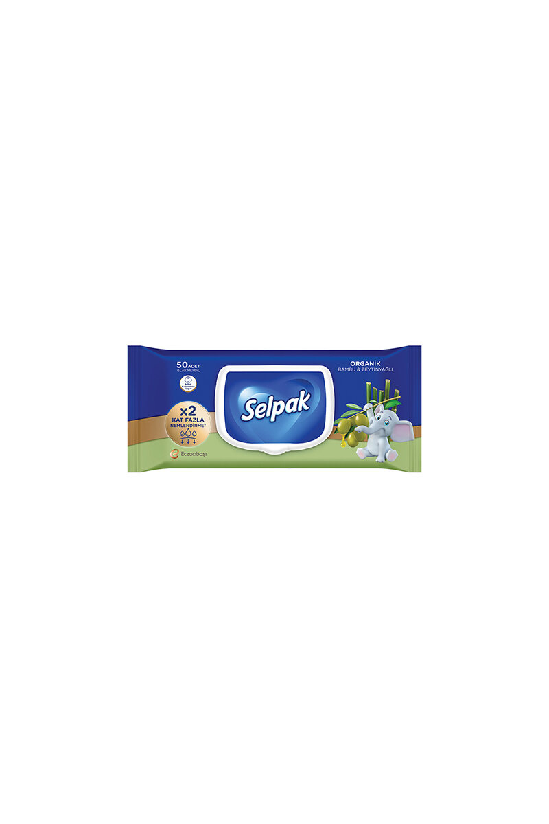 Selpak Organik Bambu & Zeytinyağlı Özlü Islak Mendil 50'li