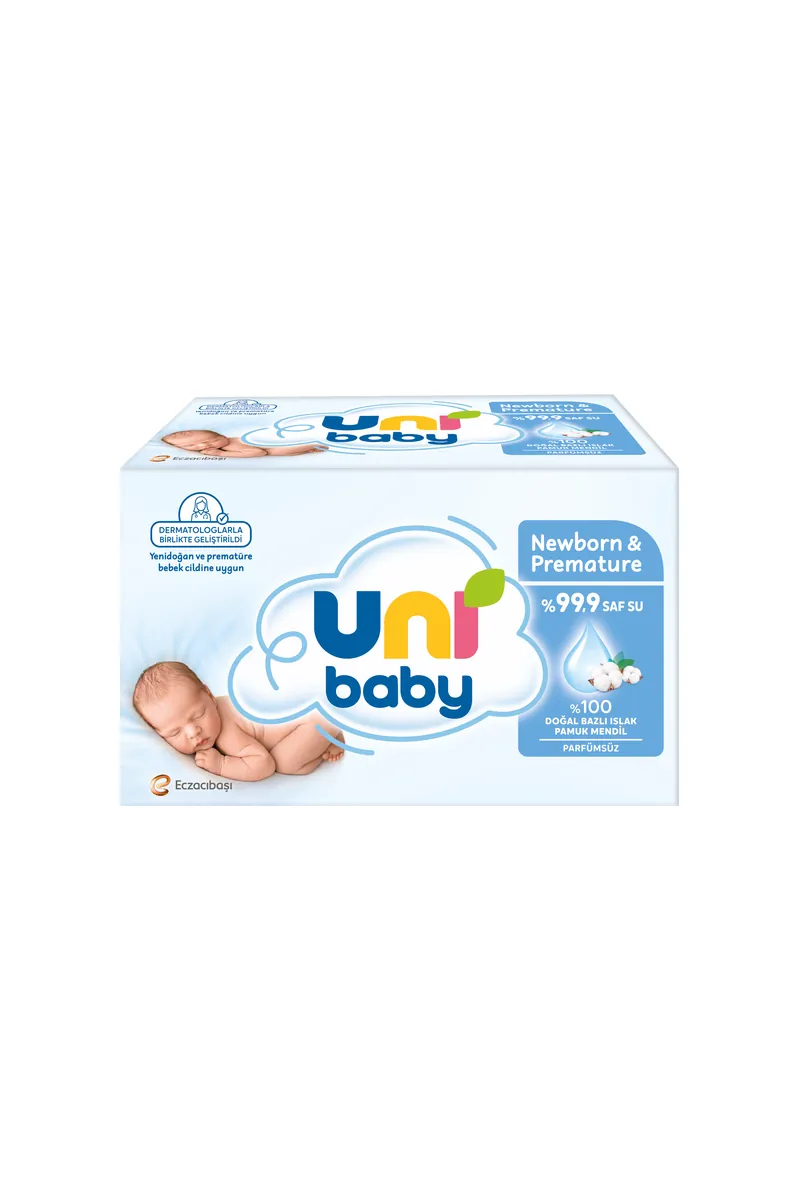 Uni Baby Yenidoğan 40 Yaprak 3'lü Paket Islak Mendil