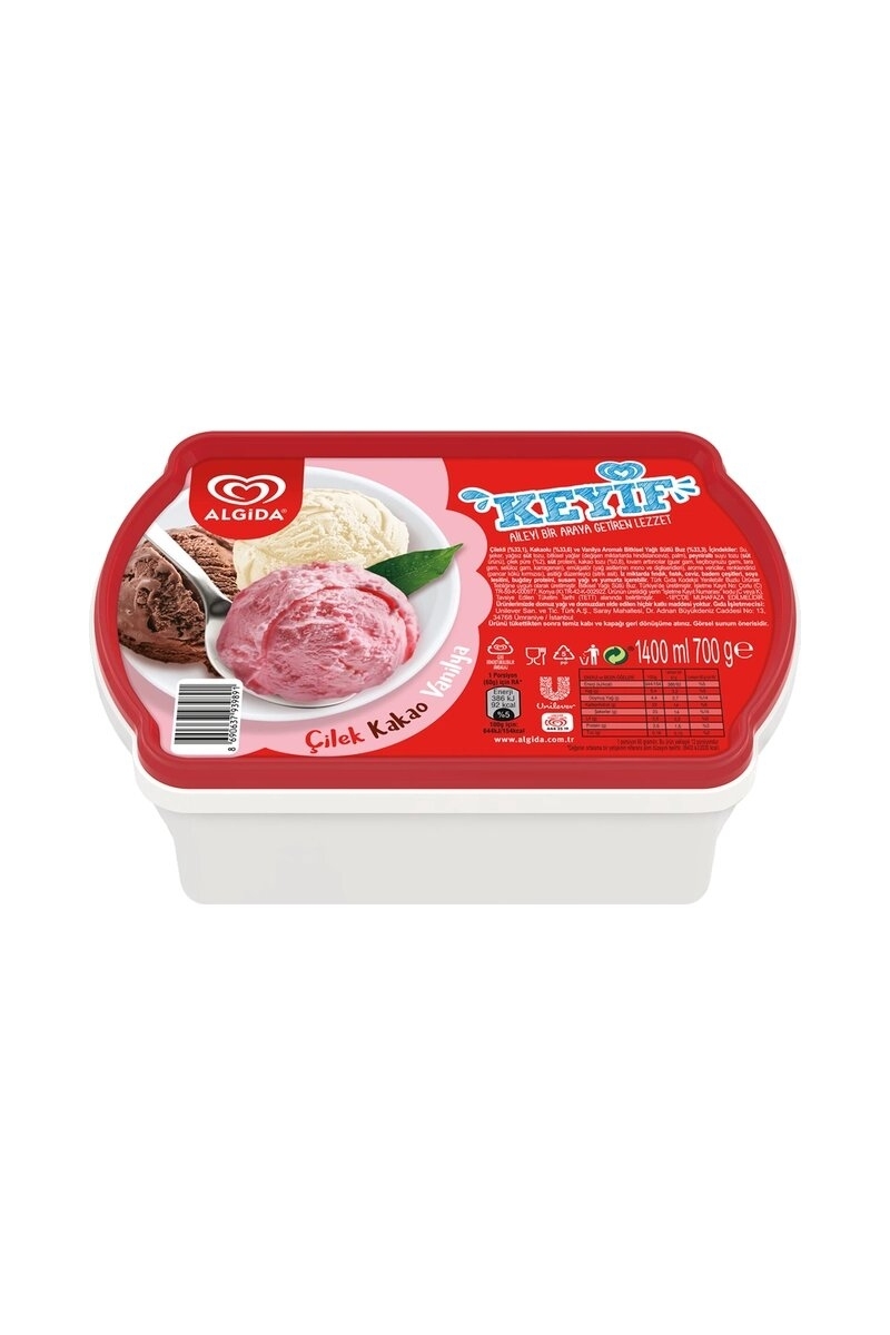 Algida Çilek - Vanilya -Kakao 1400 Ml