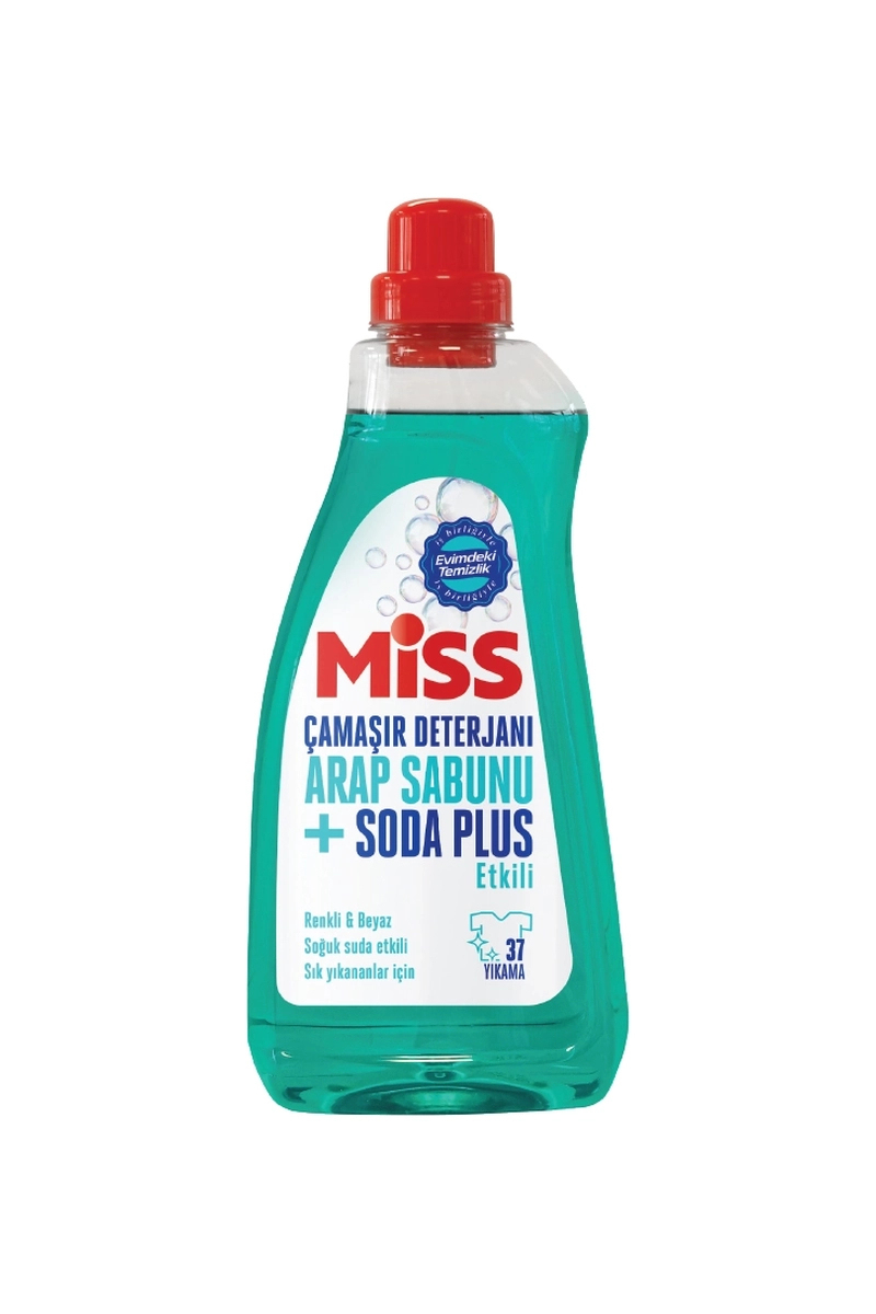 Miss Arap Sabunu ve Soda Plus Etkili Sıvı Çamaşır Deterjanı Renkli & Beyaz 1500 ml