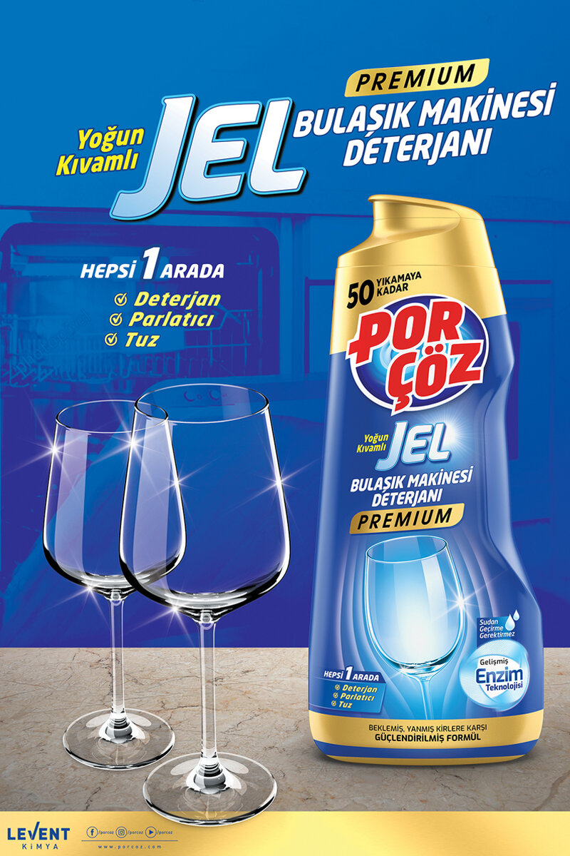 Porçöz Bulaşık Makinesi Jel Deterjan 900 ml