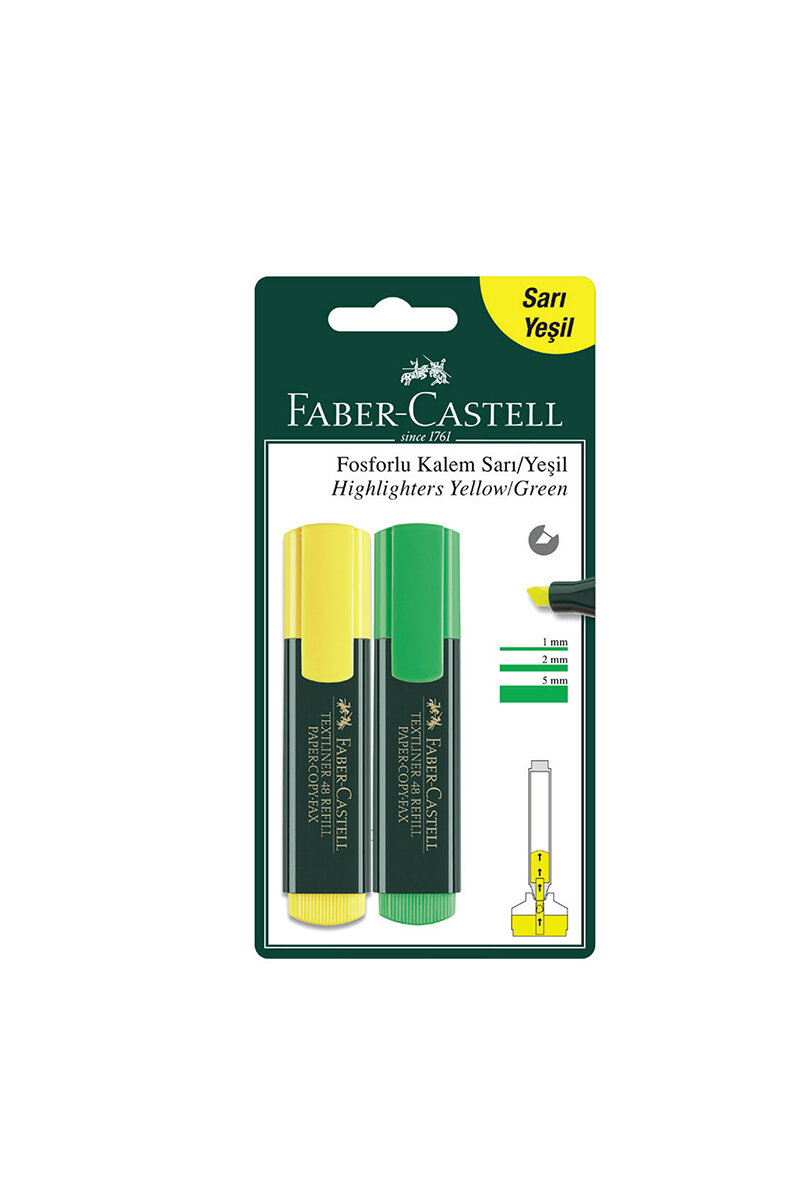 Faber Castell 2'li Fosforlu Kalem Sarı/Yeşil