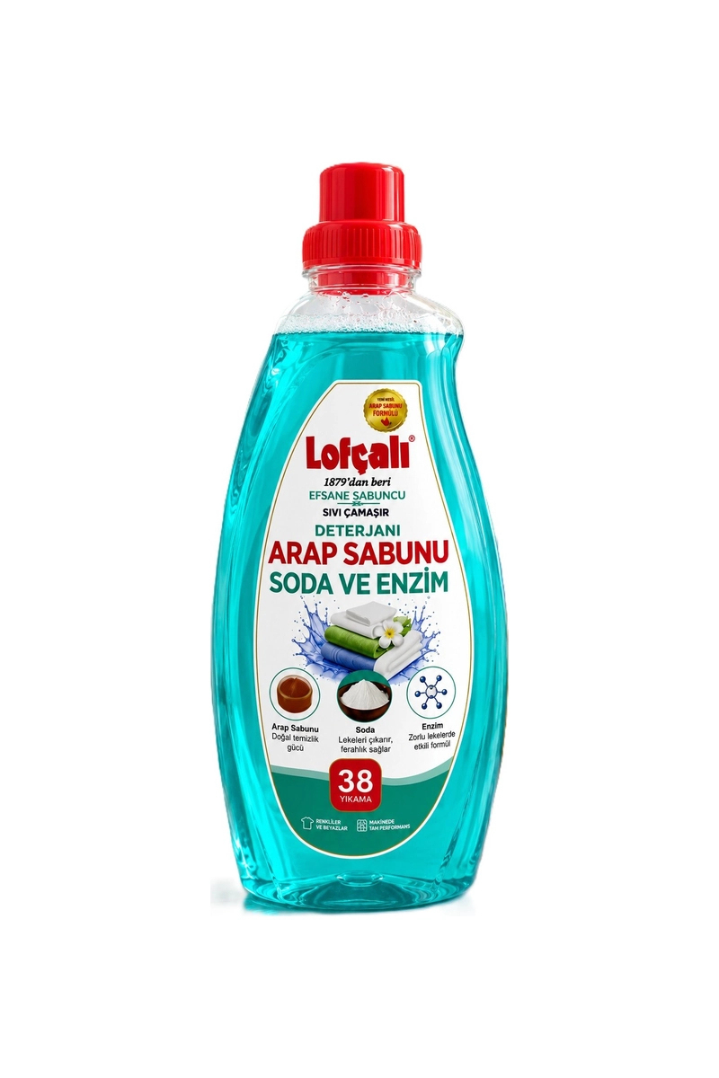 Lofçalı Sıvı Çamaşır Deterjanı Beyazlar ve Renkliler 1500 ml Arap Sabunu Soda ve Enzim