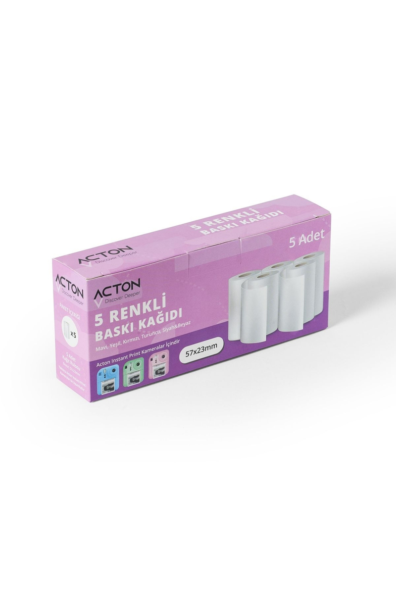 Acton Anında Baskı Kağıdı - Renkli 5 Rulo