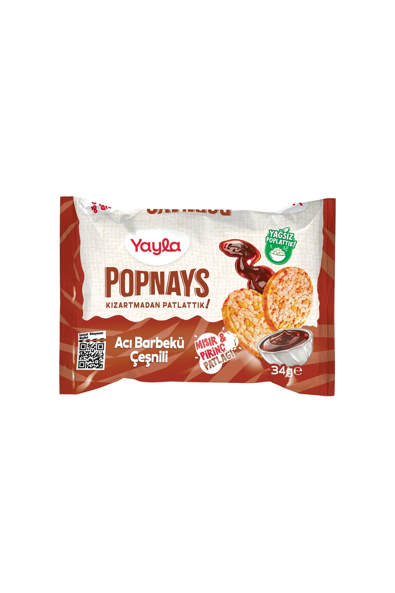 Yayla Popnays Acı Barbekü Çeşnili Mısır ve Pirinç Patlağı 34 g