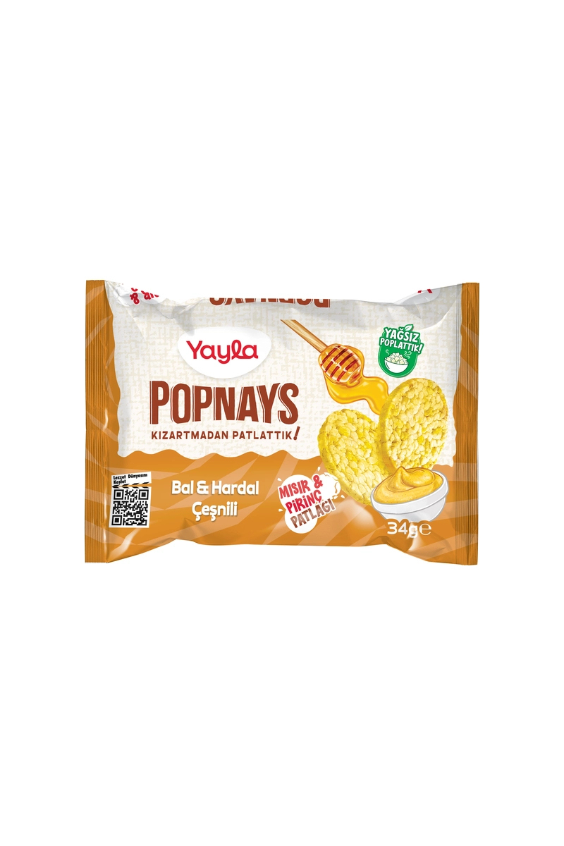 Yayla Popnays Bal & Hardal Çeşnili Mısır ve Pirinç Patlağı 34 g