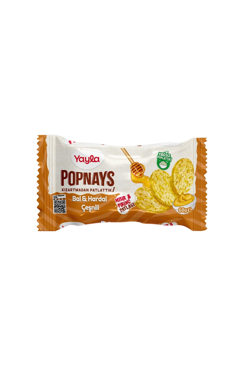 Yayla Popnays Bal & Hardal Çeşnili Mısır ve Pirinç Patlağı 68 g