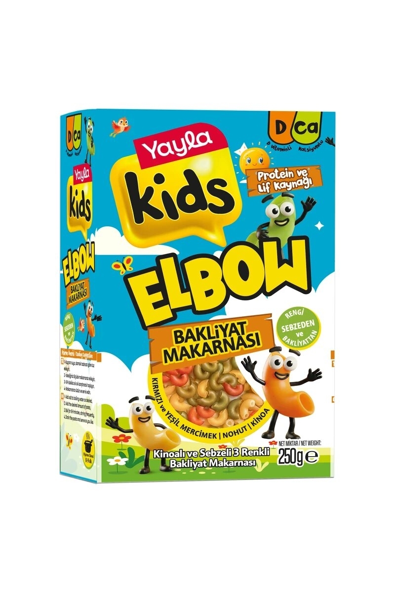 Yayla Kids Kinoalı Sebzeli 3 Renkli Elbow Bakliyat Makarnası 250 g