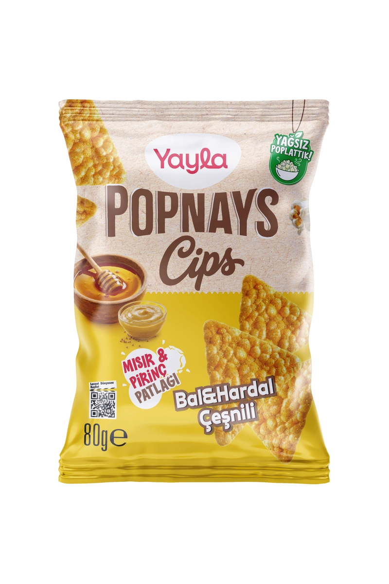 Yayla Popnays Cips Bal & Hardal Mısır Pirinç Patlağı 80 g