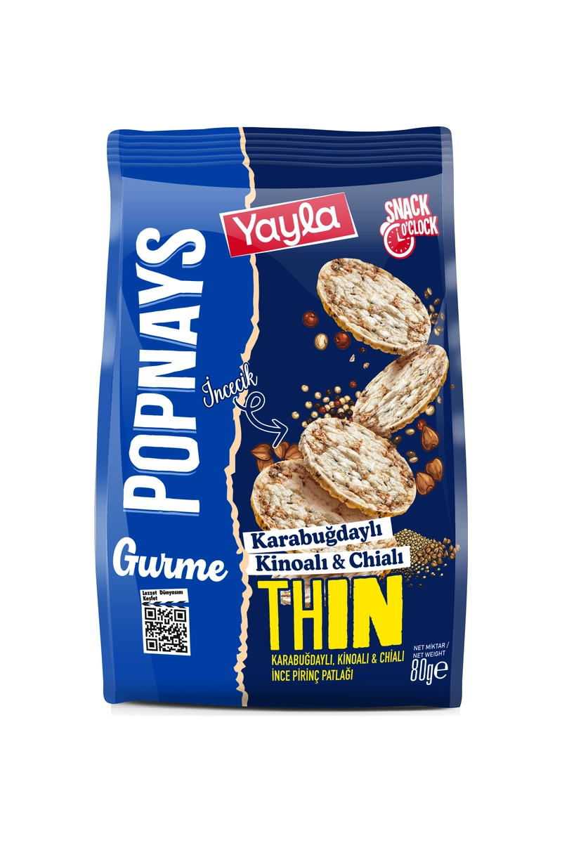 Yayla Popnays Gurme Kinoa & Chia Thin Pirinç Patlağı 80 g