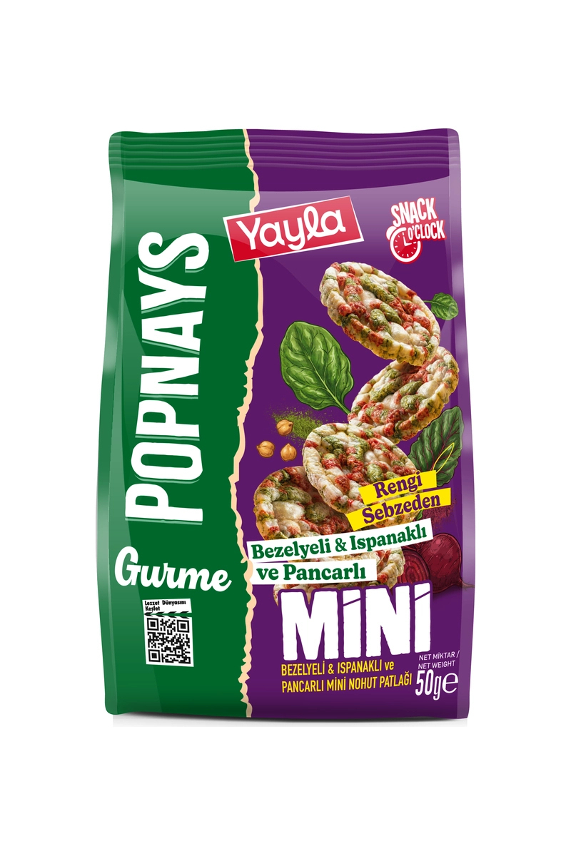 Yayla Popnays Gurme Bezelye Ispanak ve Pancarlı Mini Nohut Patlağı 50 g