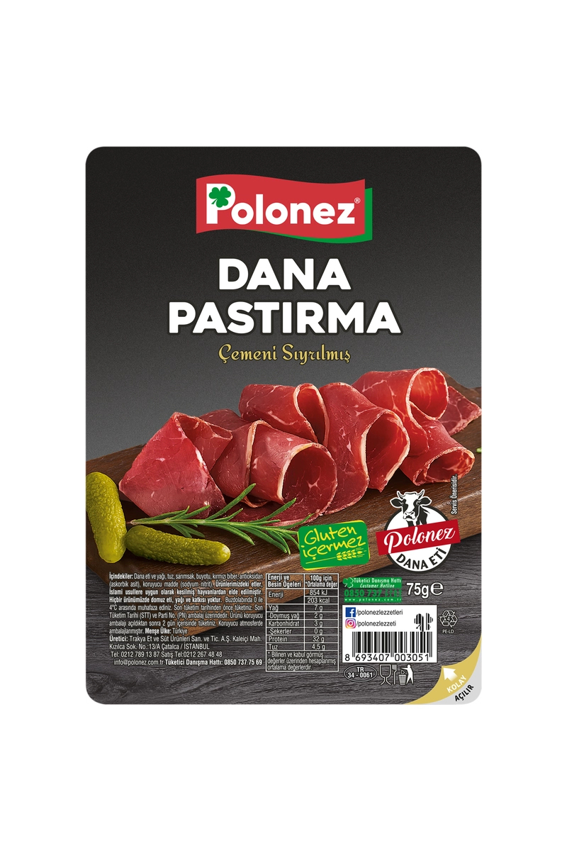 Polonez Çemensiz Dilimli Çemensiz Pastırma 75 G