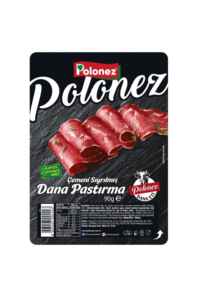 Polonez Dilimli Çemensiz Pastırma 90 G