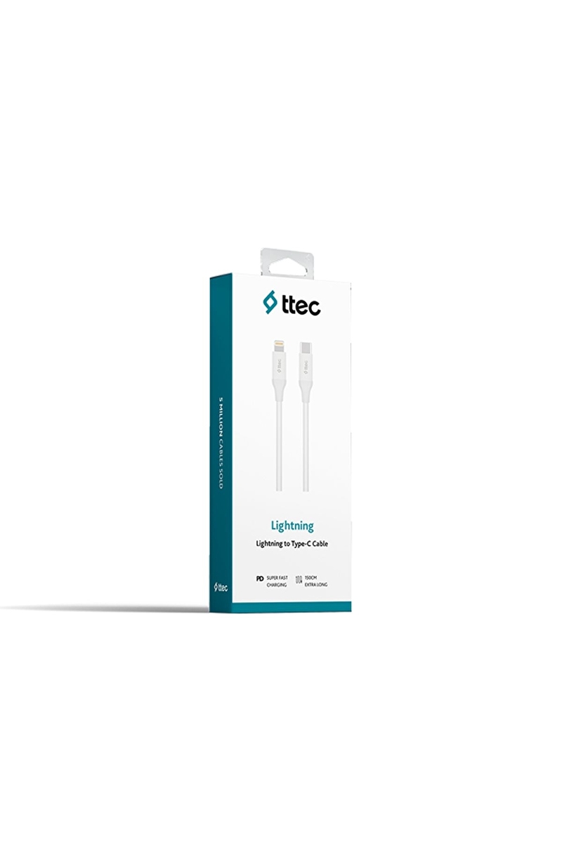 ttec Type-C - Lightning Hızlı Şarj Kablosu 150cm-Beyaz