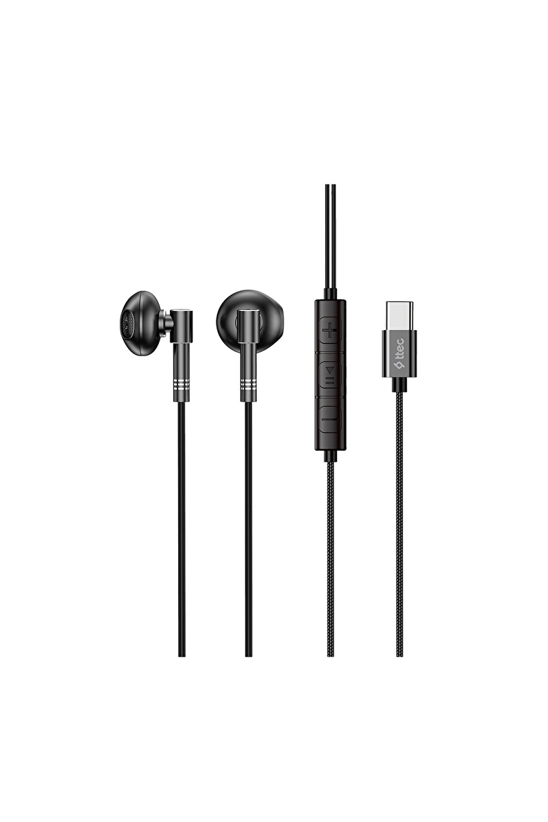 ttec Rio Fit Style USB-C Stereo Mikrofonlu Kulakiçi Kablolu Kulaklık-Siyah 2KMM20S