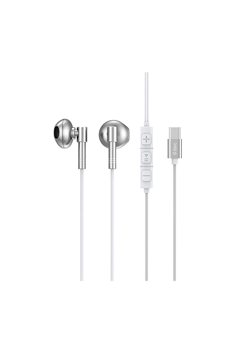 ttec Rio Fit Style USB-C Stereo Mikrofonlu Kulakiçi Kablolu Kulaklık-Beyaz 2KMM20B