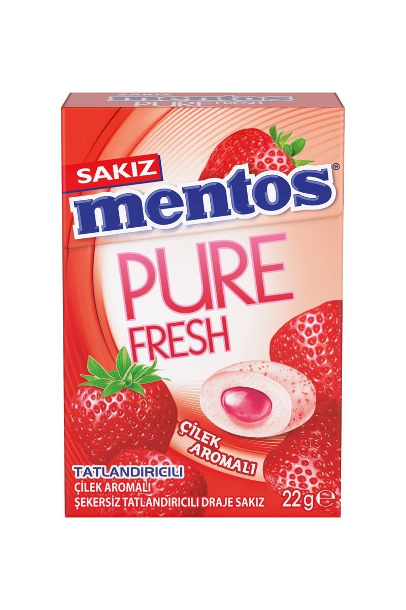 Mentos Pure Fresh Çilek Aromalı Kutu Sakız 22g