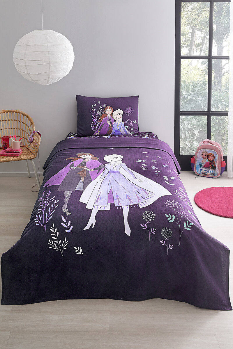 Özdilek Frozen Natural Tek Kişilik Disney Lisanslı Lastikli Çarşaf Çocuk Pike Takımı