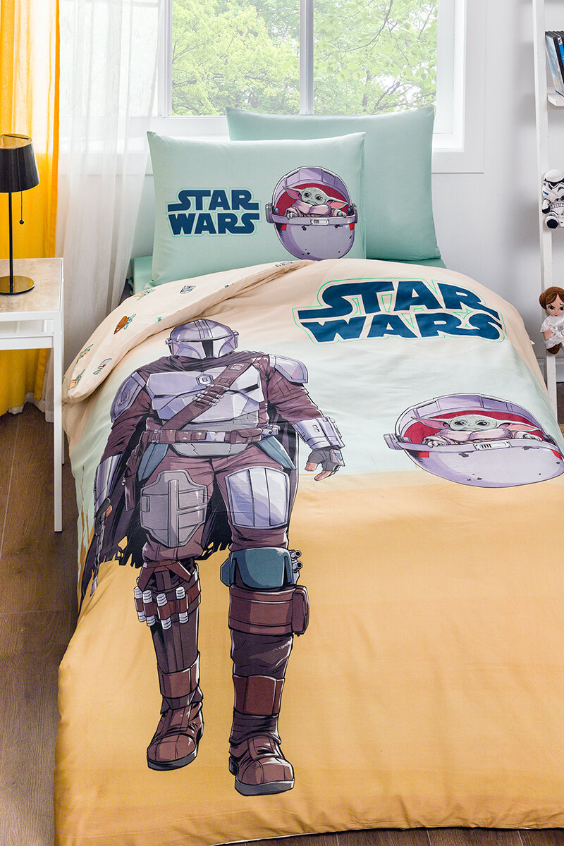 Özdilek Starwars Mandalorian Tek Kişilik Lisanslı Lastikli Çarşaf Çocuk Nevresim Takımı