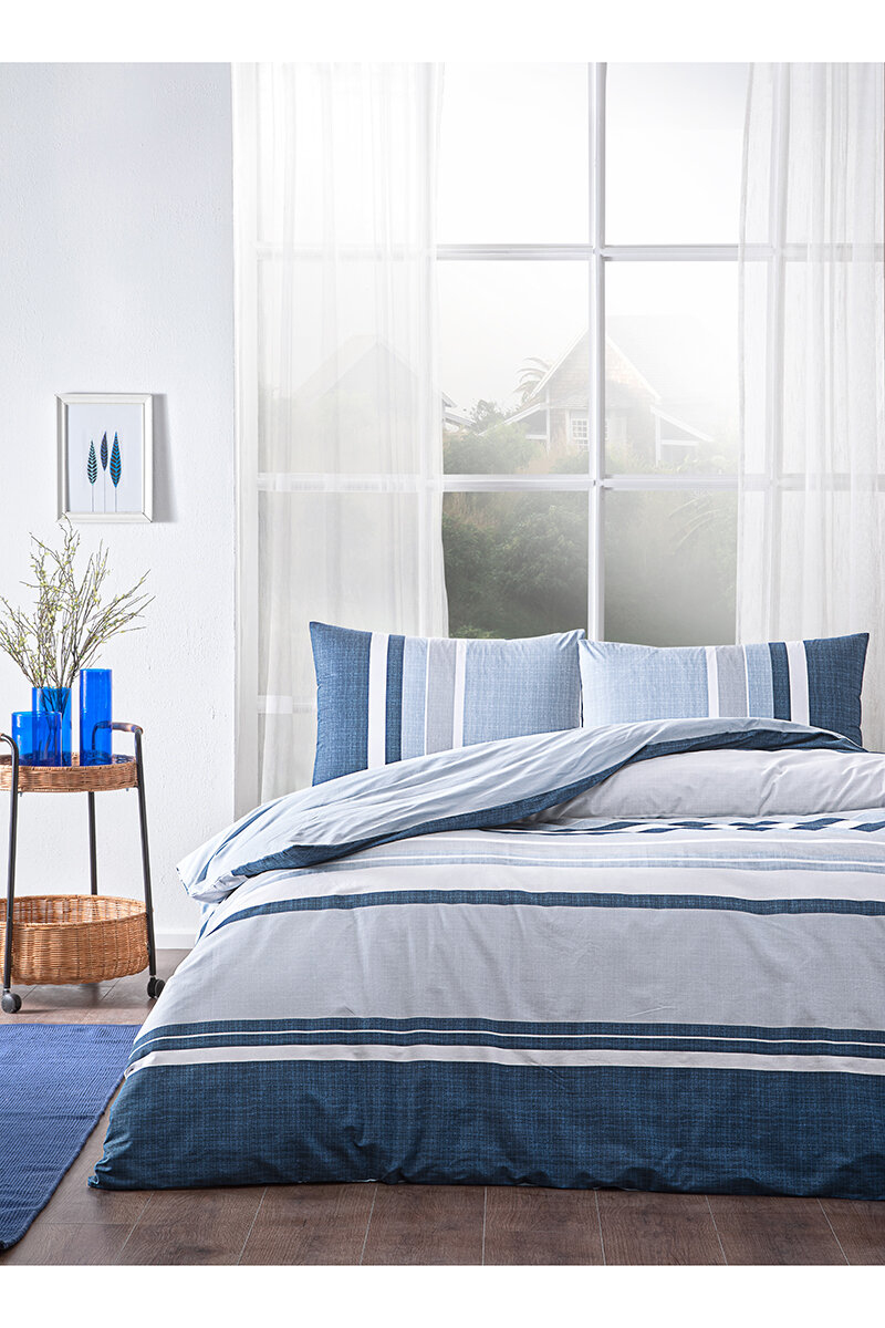 Floretta Blauw Çift Kişilik Nevresim Takımı