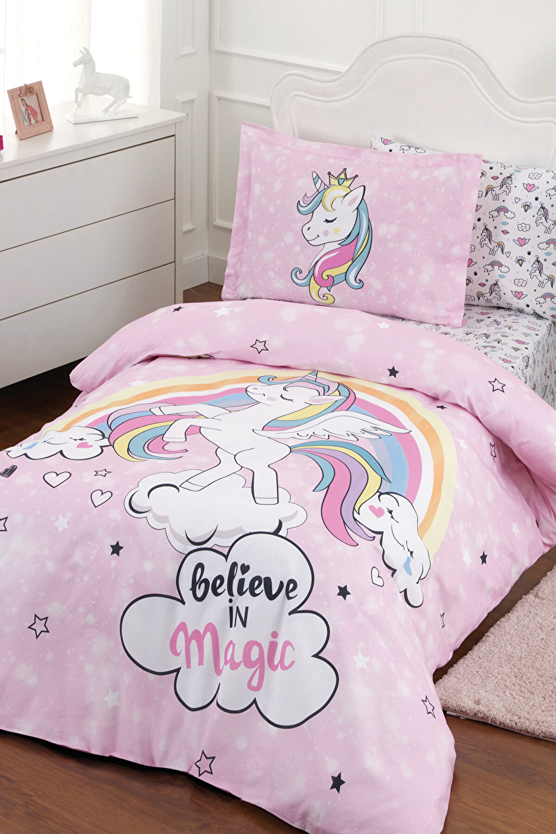 Özdilek Unicorn Tek Kişilik Lastikli Çarşaf Nevresim Takımı