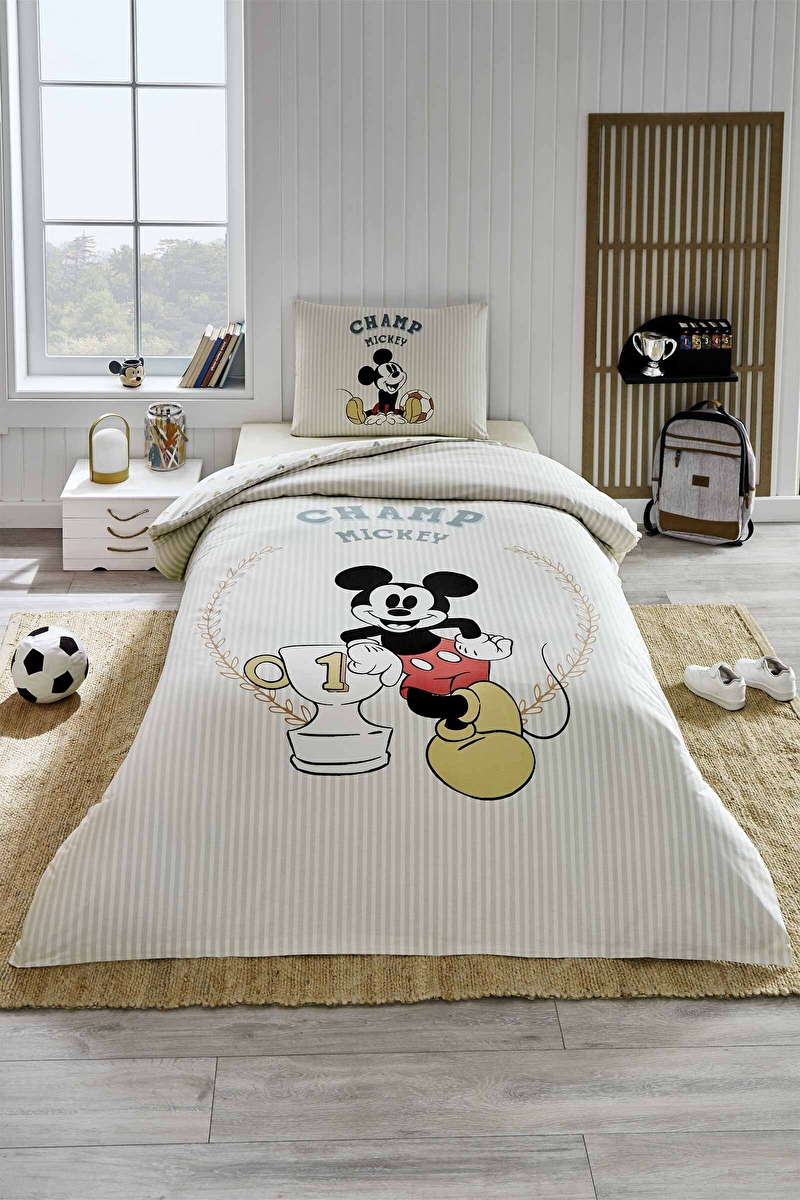 Özdilek Mickey Mouse Championship Tek Kişilik Disney Lisanslı Lastikli Çocuk Nevresim Takımı