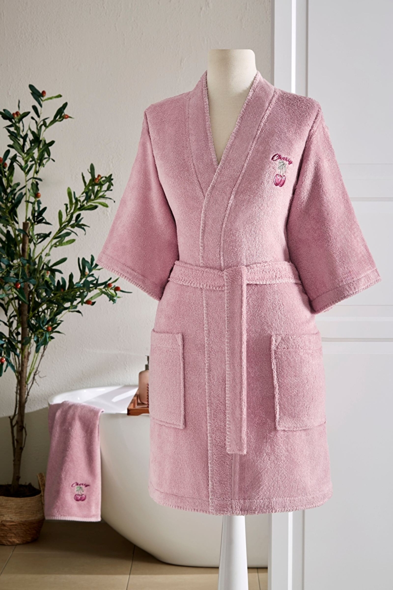 Özdilek Sweet Cherry Nakışlı Kimono Bornoz